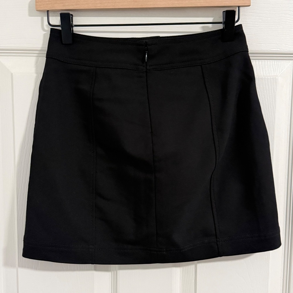 EXPRESS Micro Mini Skirt Women 00 Black Lace Up XXS Skater Whimsy Dark Romantic - Picture 3 of 9